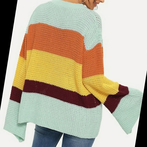 LAST ONE! Wool Blend Striped Boho Sweater - Picture 3 of 7